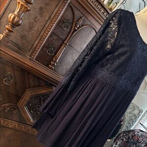 Navy Long Sleeve Lace Dress